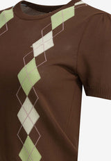 GANNI Argyle Textured Knit Top Brown A104029505H_9c8e938d-0f49-44f1-a92f-81cef514c5a8