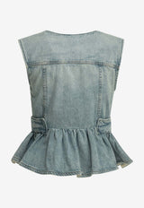 GANNI Washed Denim Top Blue A1040321565_4e9e74e2-d7c0-4fc5-8c1c-bdb140184d09