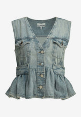 GANNI Washed Denim Top Blue A1040321565_4e9e74e2-d7c0-4fc5-8c1c-bdb140184d09