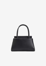 Structured Leather Top Handle Bag