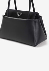 Structured Leather Top Handle Bag