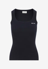 Ribbed Knit Logo Tank Top