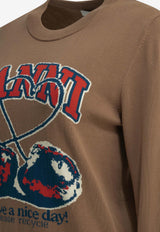 GANNI Intarsia Knit Cherry Wool Sweater Brown A1150014118_26064e34-85d3-4011-a104-5297ea82cebd