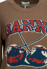 GANNI Intarsia Knit Cherry Wool Sweater Brown A1150014118_26064e34-85d3-4011-a104-5297ea82cebd