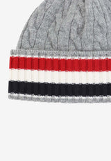 Cable Knit Striped Wool Beanie