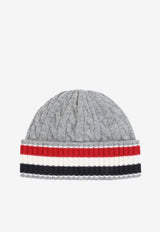 Cable Knit Striped Wool Beanie