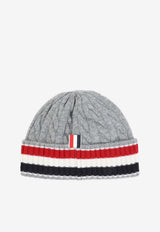 Cable Knit Striped Wool Beanie