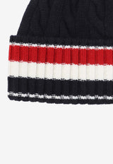 Cable Knit Striped Wool Beanie