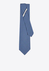 Ferragamo Gancini Print Silk Tie Blue 0788905SI/S_FERRA-FA