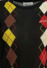 GANNI Argyle Textured Knit Top Black A1040295099_7c5910f6-fb7a-4bdc-9a62-ecc4be2287ee