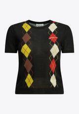 GANNI Argyle Textured Knit Top Black A1040295099_7c5910f6-fb7a-4bdc-9a62-ecc4be2287ee