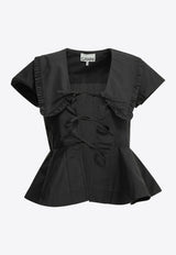 GANNI Poplin Blouse with Bows Black A1040341099_25b39911-e4f6-43ab-9e0e-25a31952b2d8