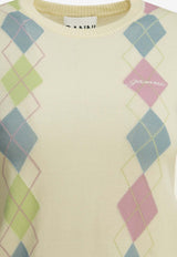 Ganni Argyle Textured Knit Top Off-white A1040295135_044fc661-ede7-4336-b492-68e698f944ba