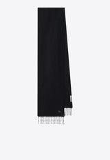 Valentino VLogo Fringed Cashmere Scarf Black 9W2ET01MEUW/T_VALE-N06