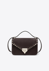 Valentino Small Rockstud Suede Crossbody Bag Brown 9W2B0T76KQQ/T_VALE-0TO