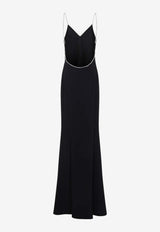 Crystal Chain Satin Maxi Dress