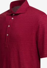 Brunello Cucinelli Linen Blend Polo T-shirt Red MR8273915C034__eae07a78-418a-4212-b6e0-22620109207f