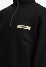 Jacquemus Gros Grain Half-Zip Sweatshirt Black SSM00313AJ00174BLACK_6f07a104-e98a-411c-836e-8c6e9d351bea