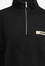Jacquemus Gros Grain Half-Zip Sweatshirt Black SSM00313AJ00174BLACK_6f07a104-e98a-411c-836e-8c6e9d351bea