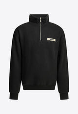 Jacquemus Gros Grain Half-Zip Sweatshirt Black SSM00313AJ00174BLACK_6f07a104-e98a-411c-836e-8c6e9d351bea