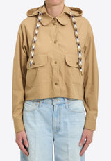 Moncler Hooded Button-Front Shirt Beige L20932F00002-599MW-20U