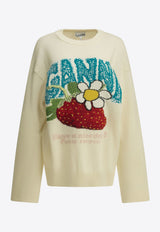 GANNI Intarsia Knit Strawberry Wool Sweater Off-white A1150015135_d23b01b4-9fc4-4ffd-b49b-c19e7e89f609