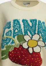 GANNI Intarsia Knit Strawberry Wool Sweater Off-white A1150015135_d23b01b4-9fc4-4ffd-b49b-c19e7e89f609
