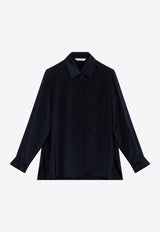 Max Mara Geranio Silk Buttoned Shirt Navy MXMGERANIOSI/T_MAXM-003
