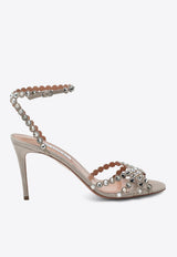 Aquazzura Tequila 85 Crystal Embellished Sandals Gray TQLMIDS0SUE/T_AQUA-STN