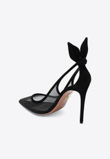Aquazzura Bow Tie 100 Mesh and Suede Pumps Black DENHIGP1FMD/T_AQUA-000