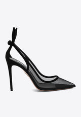 Aquazzura Bow Tie 100 Mesh and Suede Pumps Black DENHIGP1FMD/T_AQUA-000