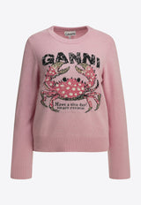 GANNI Intarsia Knit Crab Wool Sweater Pink A1150008868_302ae291-b160-4686-b145-41b2d1ca26e7
