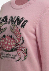 GANNI Intarsia Knit Crab Wool Sweater Pink A1150008868_302ae291-b160-4686-b145-41b2d1ca26e7
