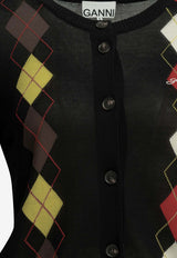 GANNI Argyle Diamond Knit Cardigan Black A1160009099_e2cd7d6f-0912-4d5c-b38f-113ee0ab3c29