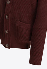 Brunello Cucinelli Malfilé Buttoned Cardigan Bordeaux MNI709706C9763_0adde24d-57d9-4009-bdd0-e7f67b6ce5df