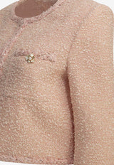 Self-Portrait Bouclé Cropped Blazer Pink PF26-112J-PPINK_f45df6e7-fd03-492a-a95d-9528750b6d54