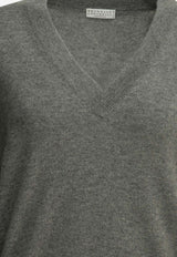 Brunello Cucinelli Cashmere V-neck Sweater Gray M12244412C074_eea3b3a6-3189-4df4-a428-54e2a6f041b3