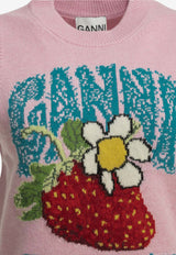 GANNI Intarsia Knit Strawberry Wool Vest Pink A1180011868_2aad41b0-2a35-4ed6-ba94-ef157165805e