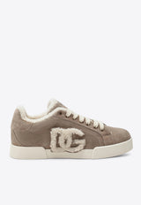 Dolce & Gabbana Portofino Shearling Suede Sneakers Beige CK2374AJ222/T_DOLCE-8W065