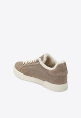 Dolce & Gabbana Portofino Shearling Suede Sneakers Beige CK2374AJ222/T_DOLCE-8W065