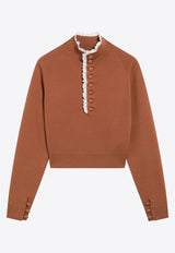 Chloé Ruffled Wool Sweater Cognac  CH26AMP01600/T_CHLOE-246