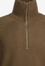 Tom Ford Wool-Blend Half-Zip Sweater Brown KFL017YMW167EBN_cd1516c1-d8af-4df2-b3bc-62a824adfcd0