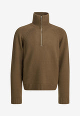 Tom Ford Wool-Blend Half-Zip Sweater Brown KFL017YMW167EBN_cd1516c1-d8af-4df2-b3bc-62a824adfcd0