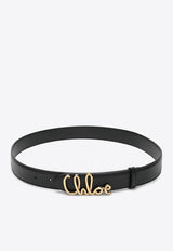 Chloé Iconic Logo Calfskin Belt Black CH26SBB15PR4/T_CHLOE-001