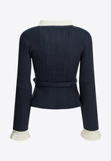 Self-Portrait Ribbed Knit Cardigan Blue PF26-131C-NNAVY_3fc2eb1c-c6e1-43e1-82fe-43475c645348