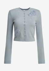 Self-Portrait Floral Embroidered Knit Cardigan Light Blue PF26-068C-BLBLUE_77b785a6-f743-49bd-acf1-877431613c96