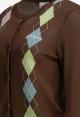 GANNI Argyle Diamond Knit Cardigan Brown A116000905H_b8002cf3-b21d-4b05-96c3-d42c9a6ddb18