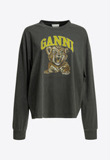 GANNI Tiger Print Long-Sleeved T-shirt Black A1050233252_5ec5063e-91e3-4e53-b287-67ce24519af7