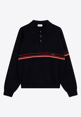 Versace Logo Embroidered Polo T-shirt Navy 10257441A18340/T_VERSA-1U040