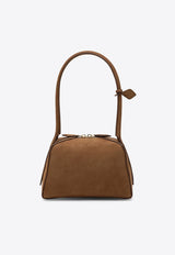 Alaïa Small Le Bouledogue Shoulder Bag in Nubuck Leather Brown AA1L1012CA214SUE/T_ALAIA-731